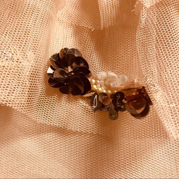 💜3/&30 Size 8 Peach Blush Cold Shoulder Sequinned Tulle Party Dress - Picture 3 of 8